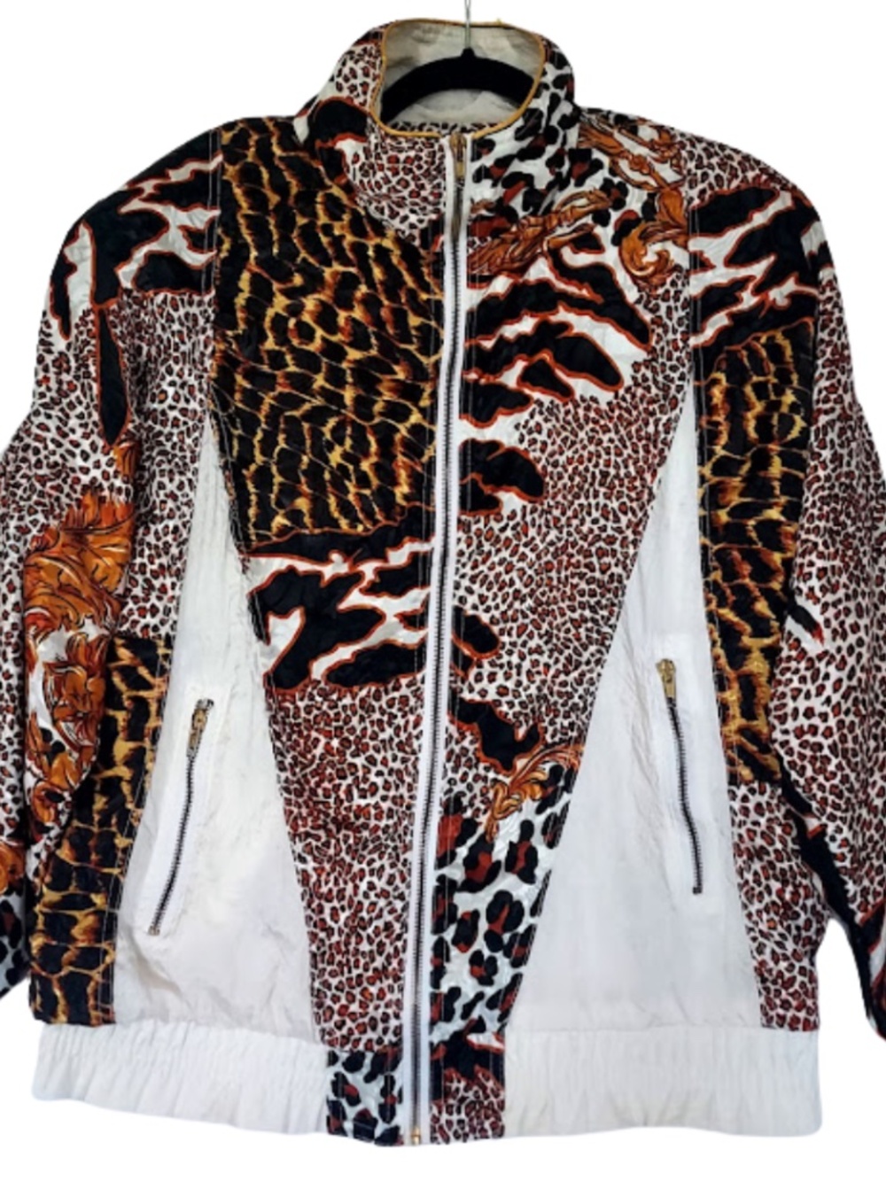 Vintage Cheetah/ Leopard Print Zipper Jacket Windbreaker Size L